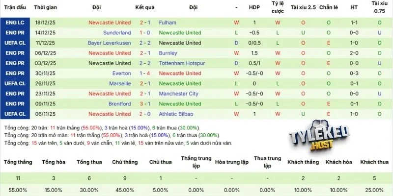 Tình hình mới nhất của Newcastle